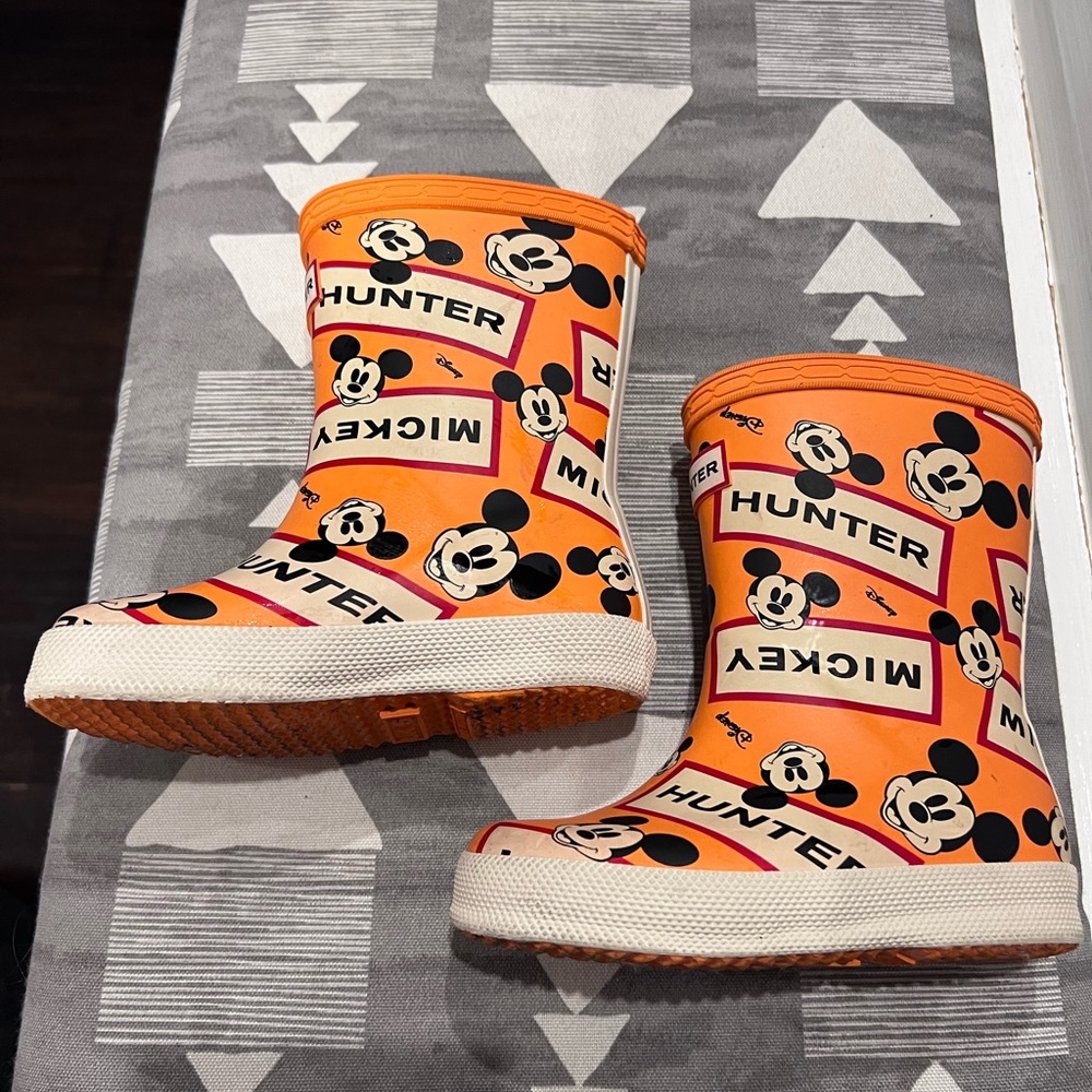Orange, Hunter Mickey Rainboots